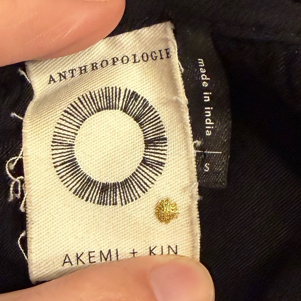 Anthropologie Akemi + Kin Louise Blouse Peasant Embroidered Black - Picture 6 of 8